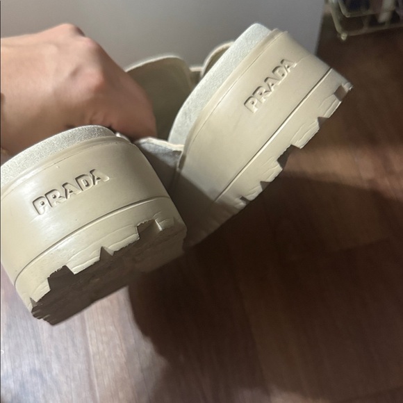Prada Women's Beige Suede Mules - Picture 3 of 5